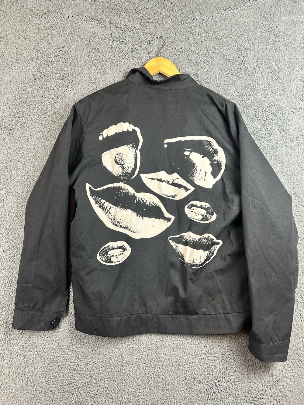 Ransom X Headcase LSD Zip Up Work Jacket Black Lips Graphic Print Mens XL - Picture 2 of 7